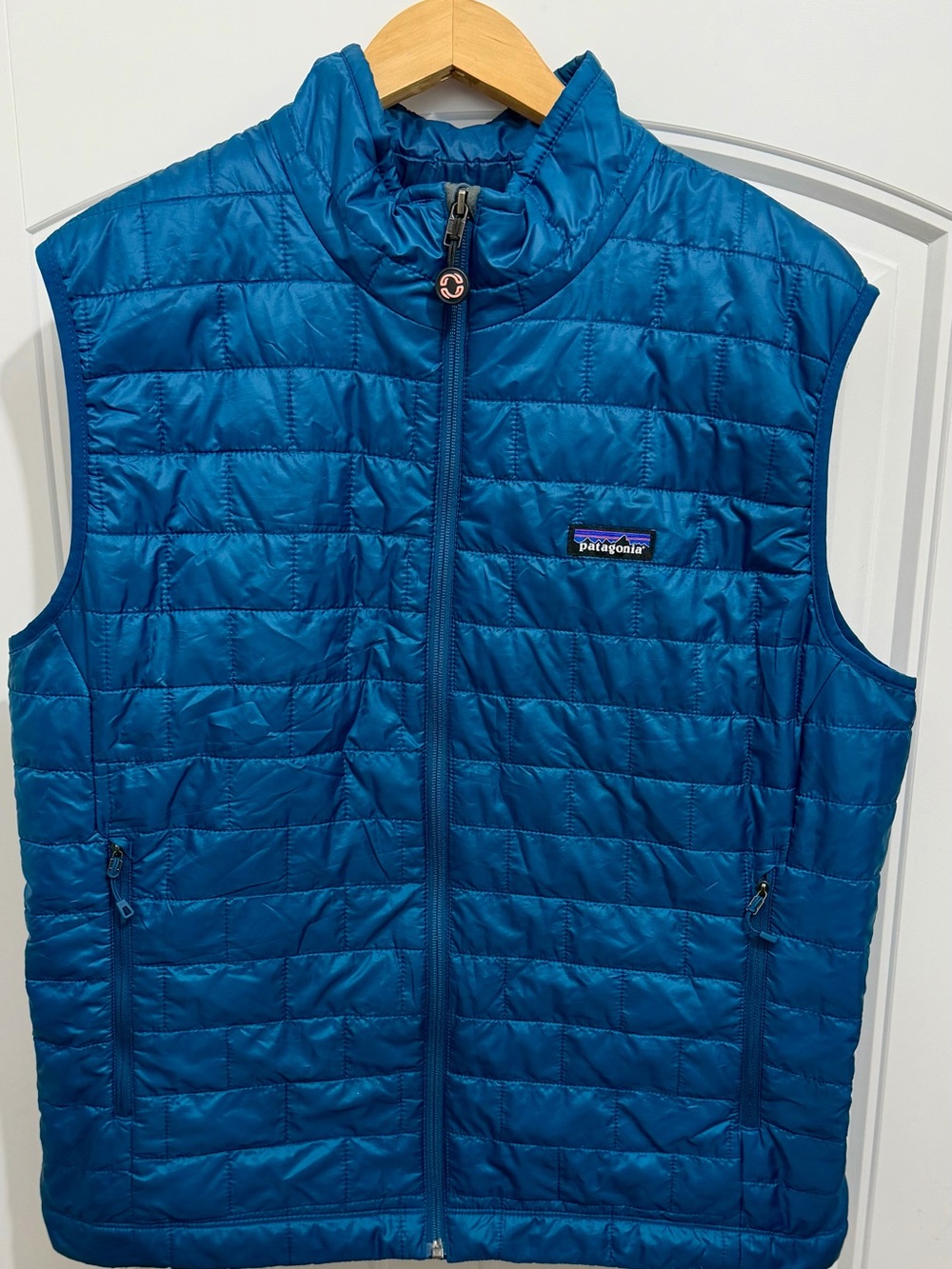 Patagonia Men's Nano Puff Vest, Clement Blue, Size L, Full Zip, LOGO, 84242